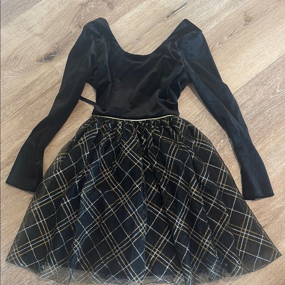 Zunie Black Velvet Dress with tulle skirt.